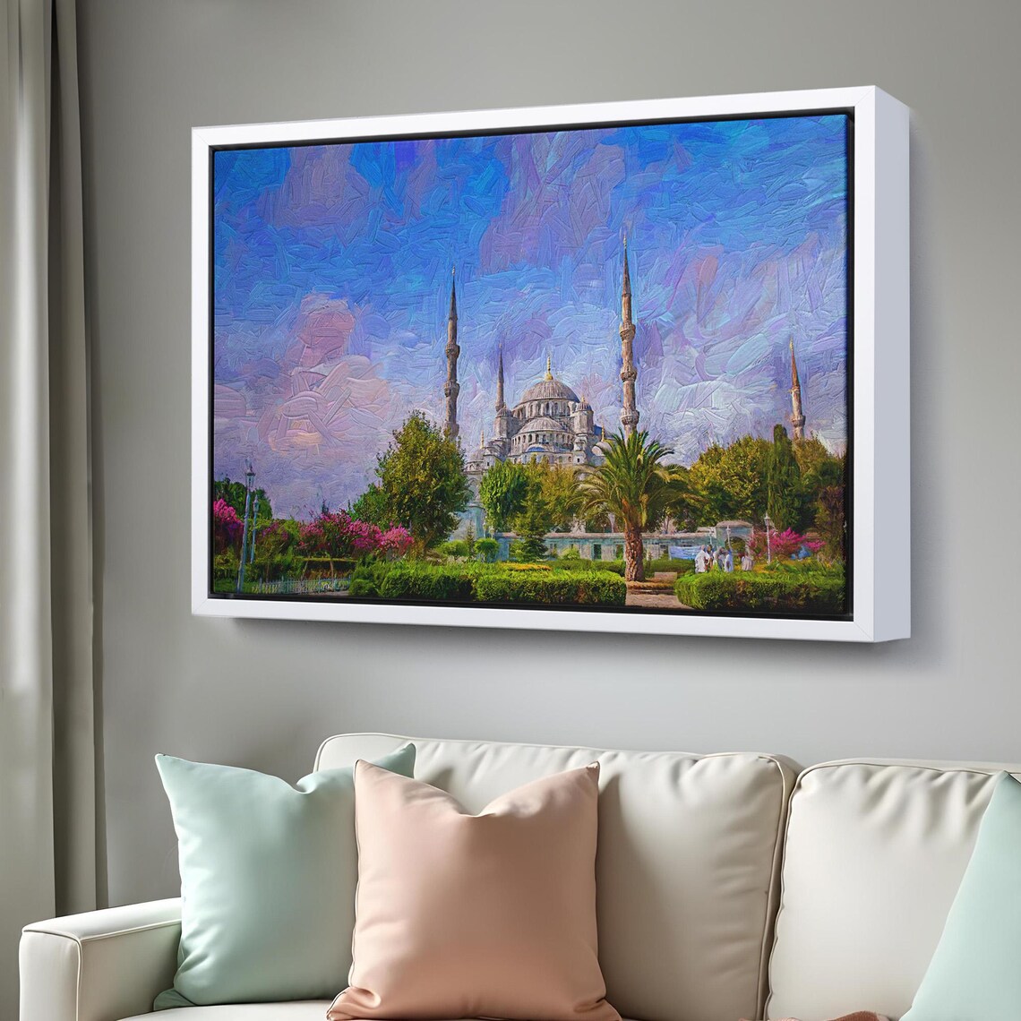 Istanbul Sultan Ahmed Mosque Blue Sky Garden Oil Painting Art Poster - Image 3