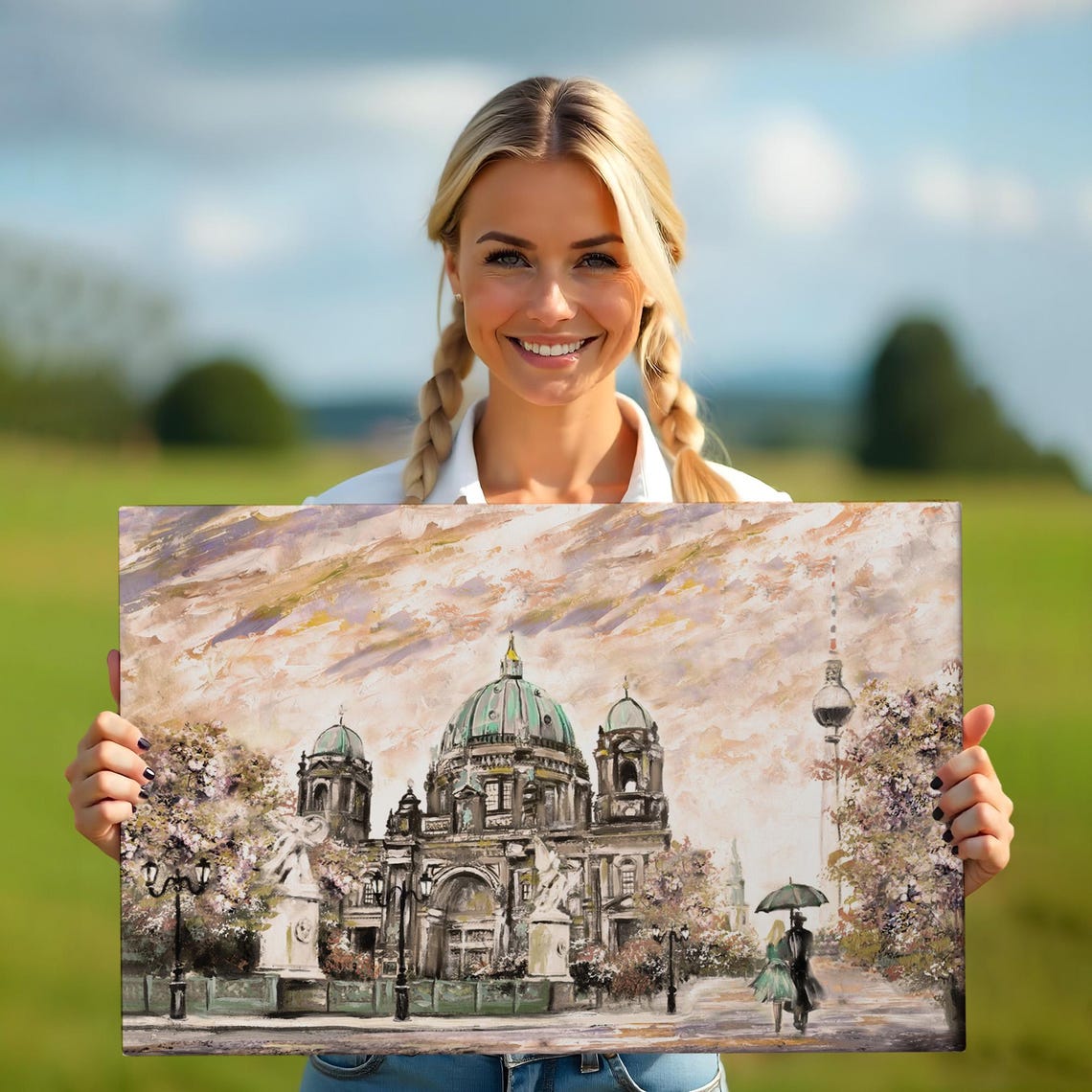 Berlin Cathedral Green Dome Painting TV Tower Romantic Street Poster - Image 5