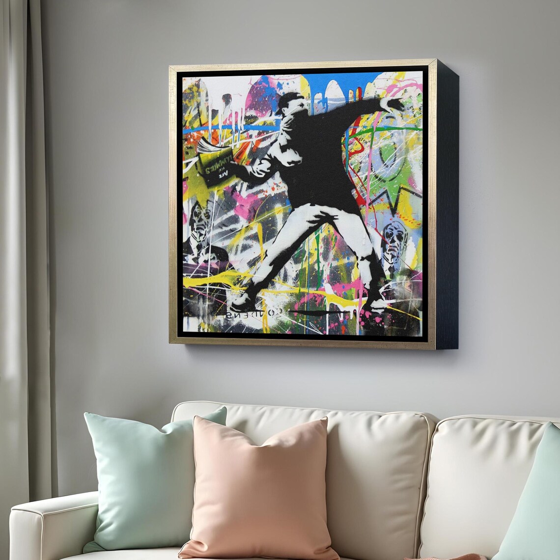 Banksy Flower Thrower Love Is In The Air Graffiti Street Art Poster - Image 4