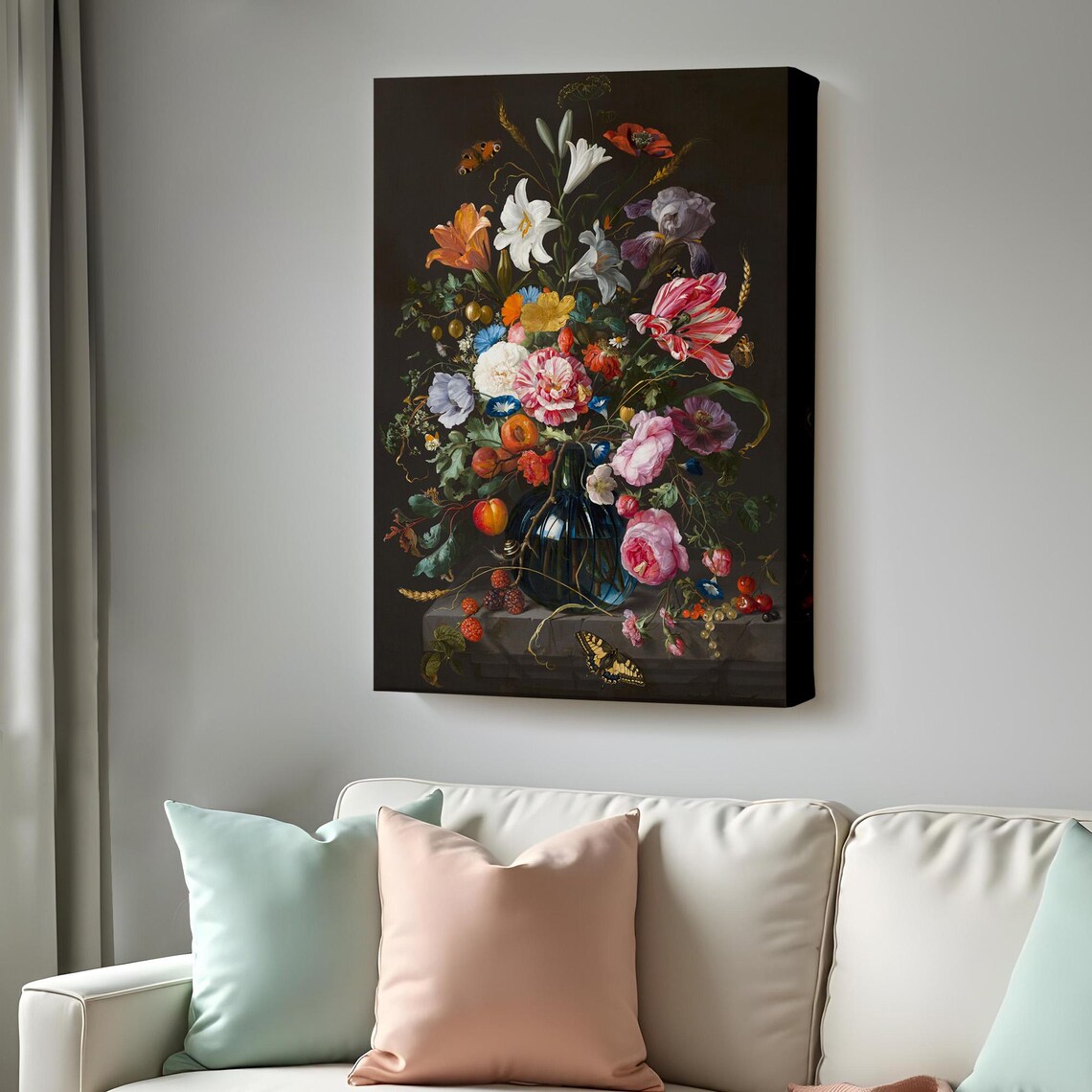 Dutch Master Floral Still Life Oil Painting Dark Botanical Art Poster
