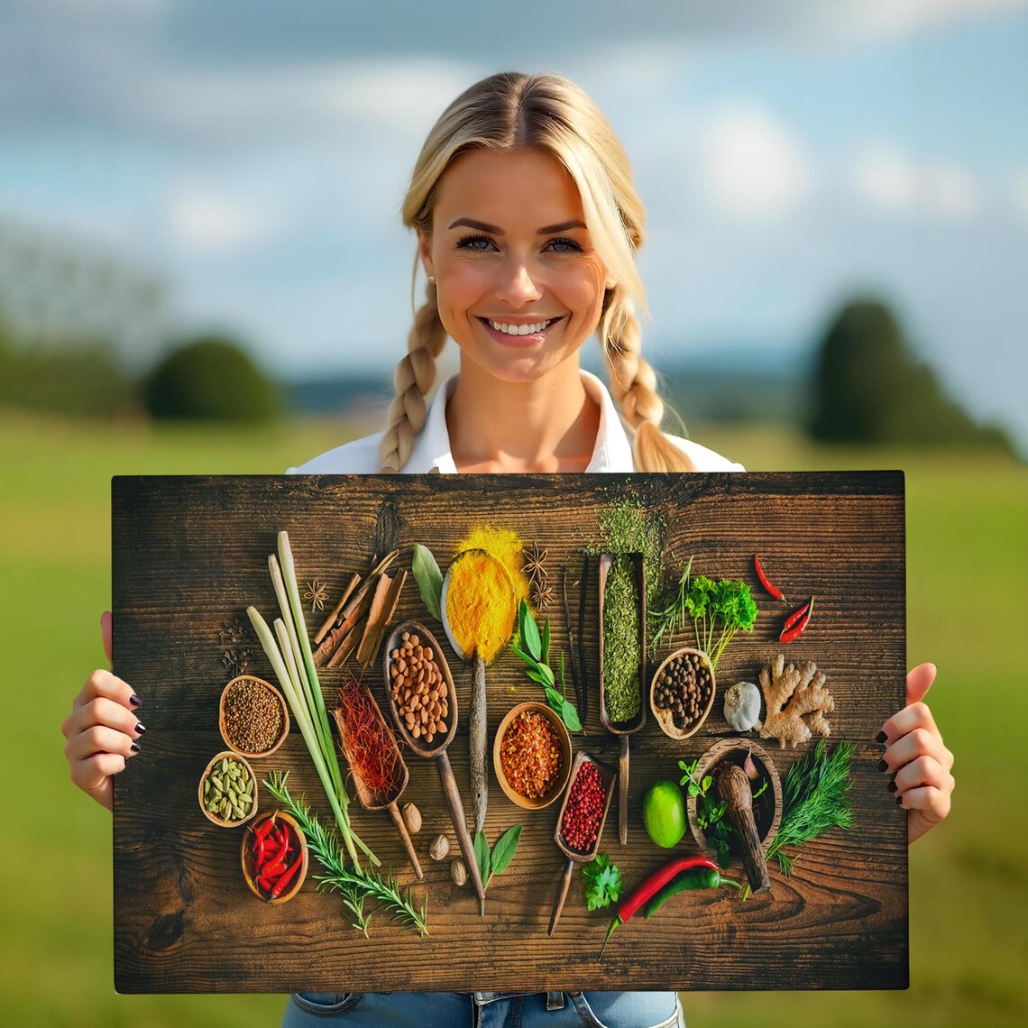 Kitchen Herbs On Cutting Board, Modern Decor - Image 5