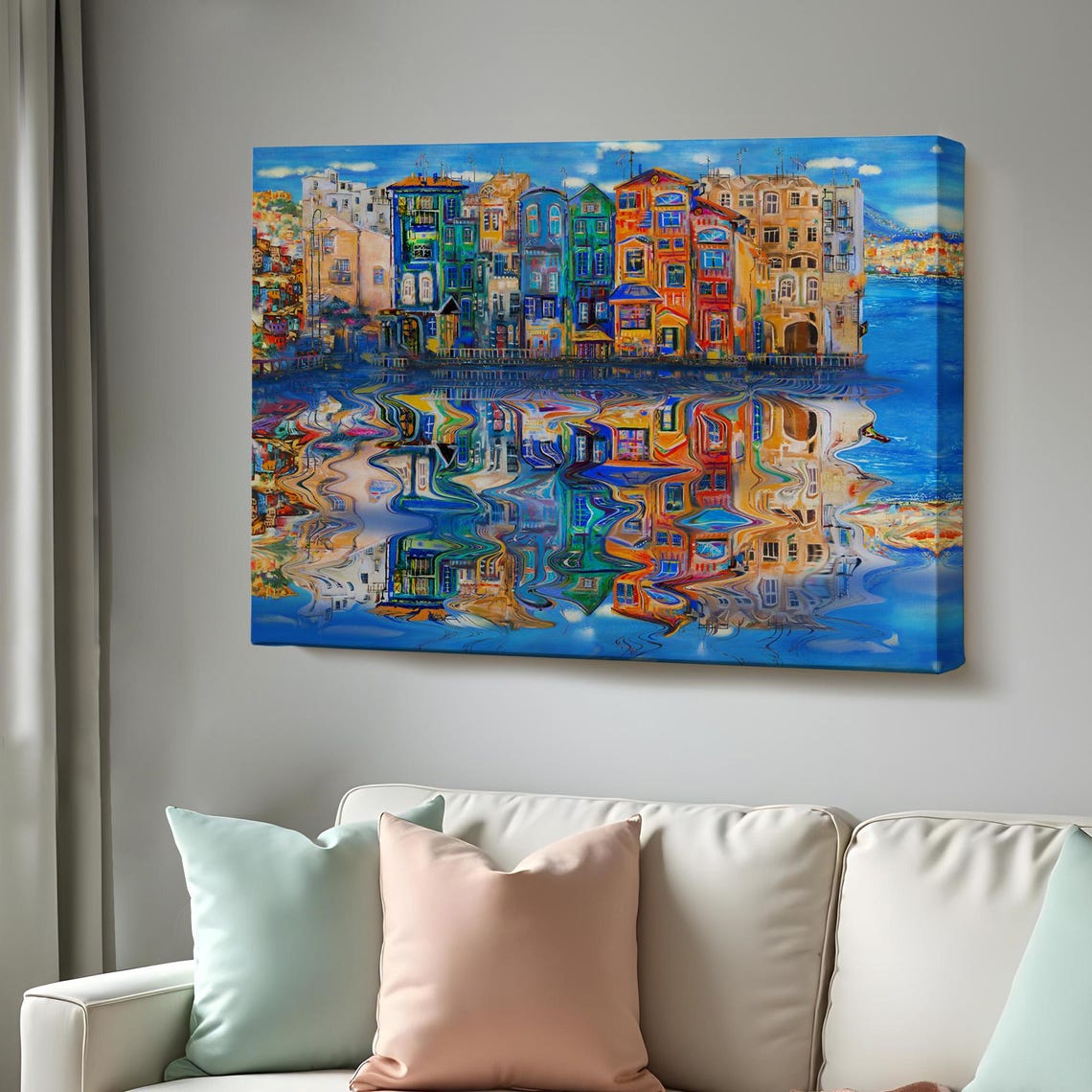 Amsterdam Canal Colorful Houses Water Reflection Netherlands Poster