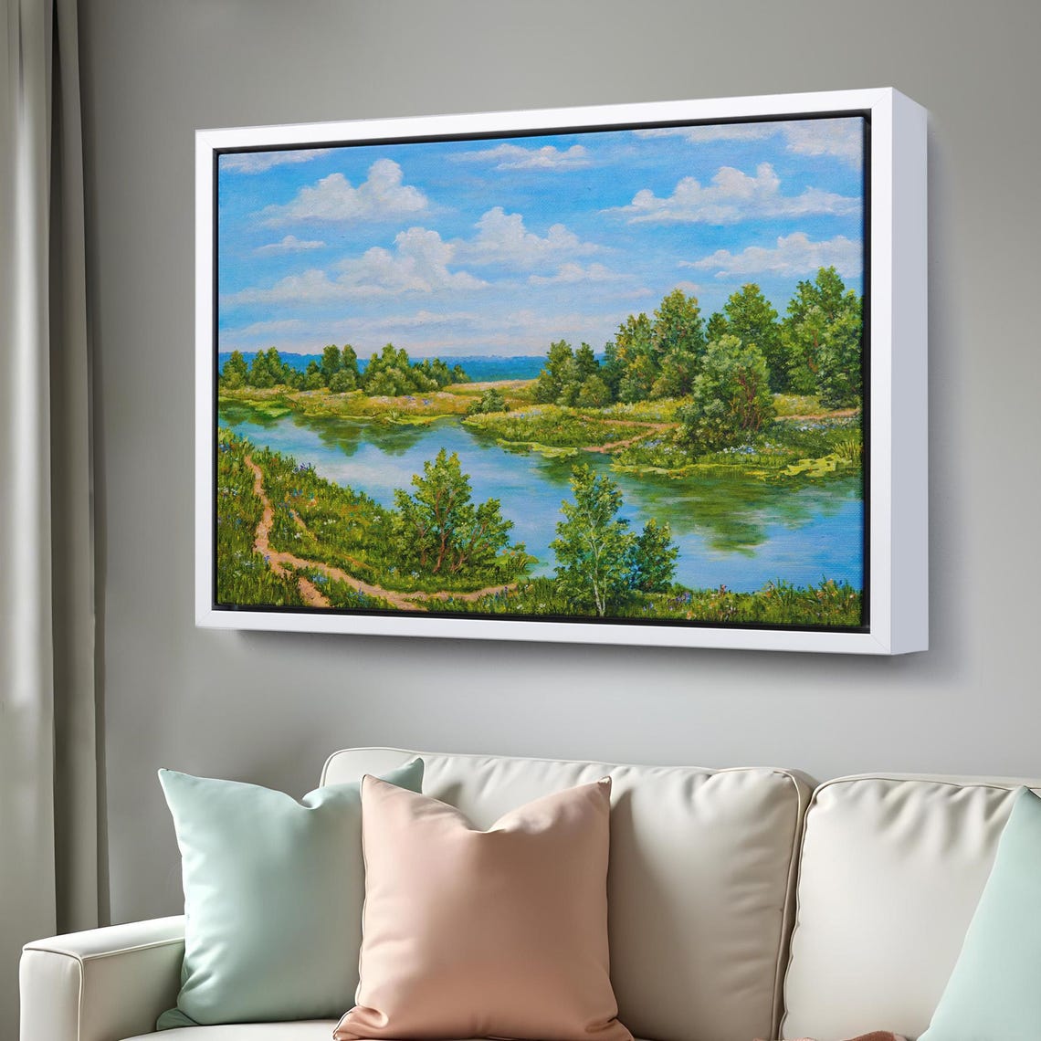 Russian River Oil Painting Style Decorative Wall Art Nature Wall Decor Nature Print Landscape Wall Table - Image 3