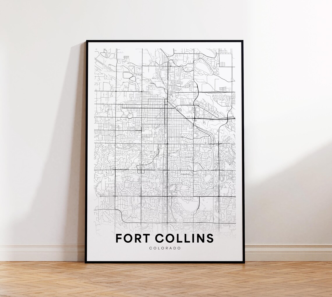 Fort Collins Colorado Street Network Minimalist City Map Art Poster