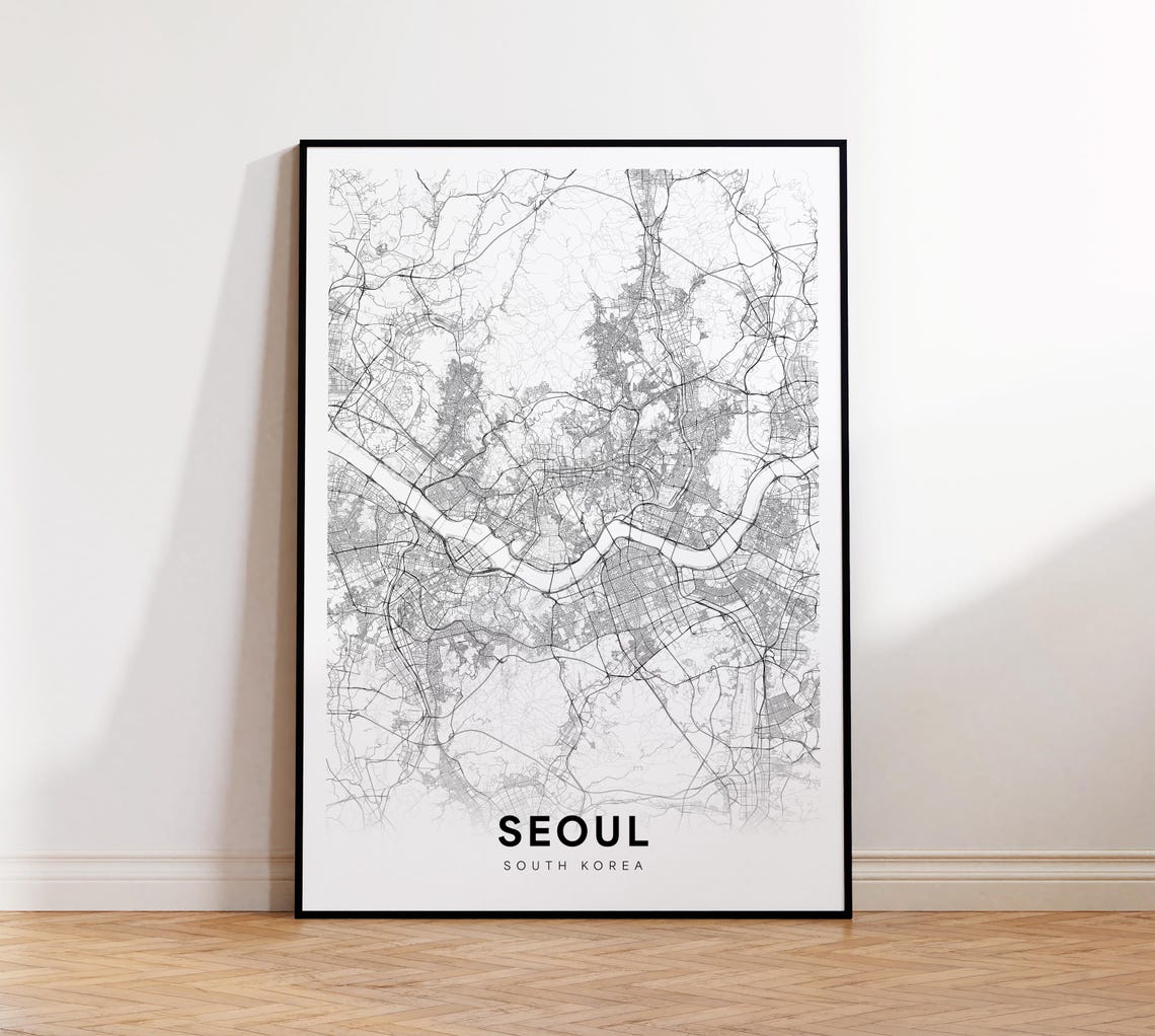 Seoul City Map Print Poster South Korea Art Street Road Wall