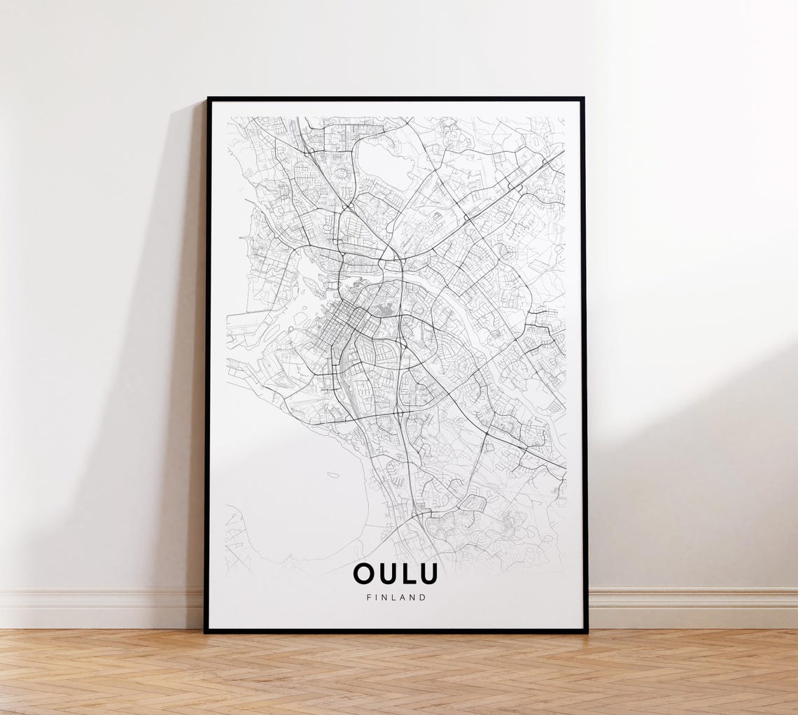 Oulu Finland Minimalist Northern City Street Map Poster Artwork
