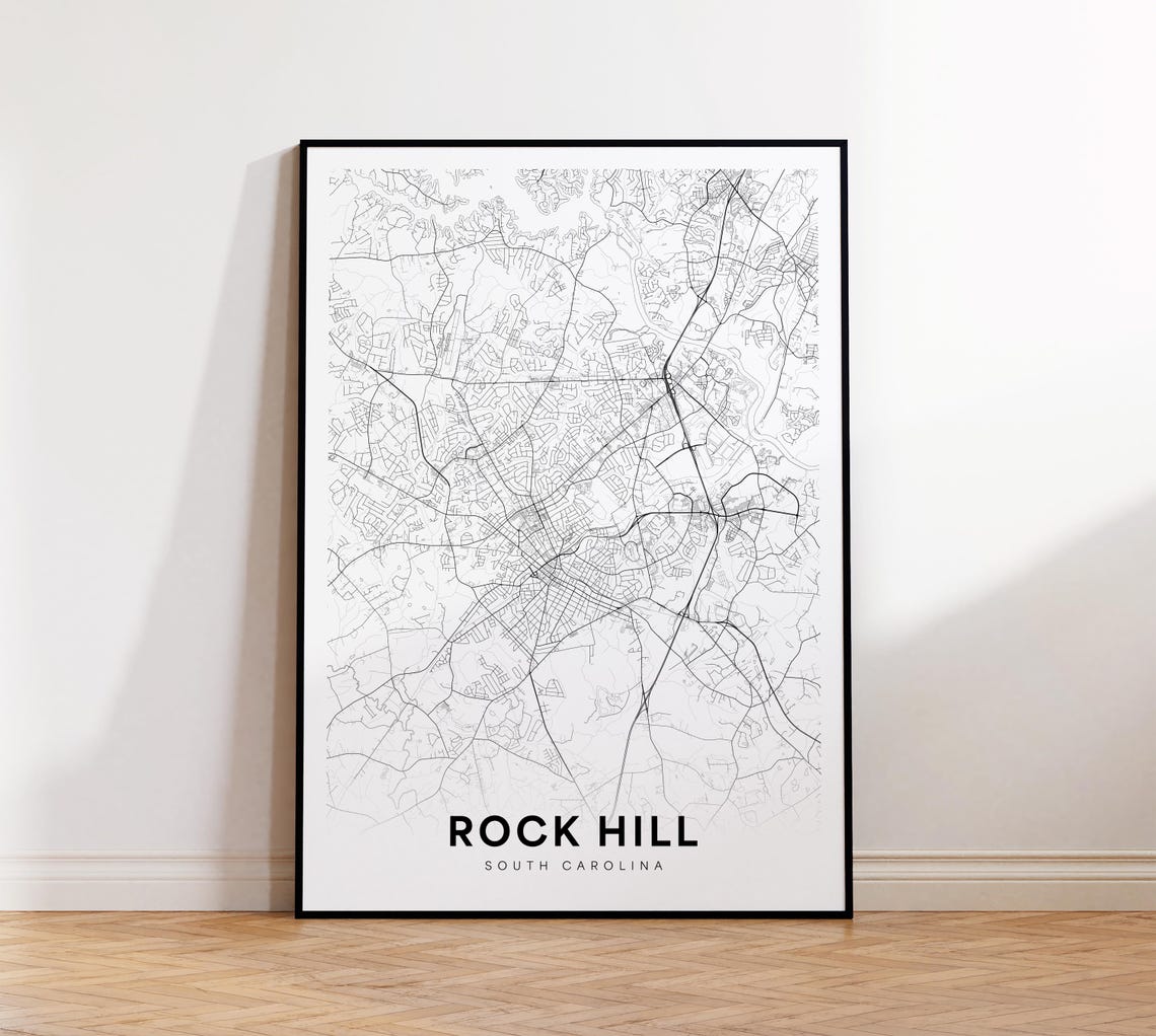 Rock Hill South Carolina Minimalist City Street Map Line Poster