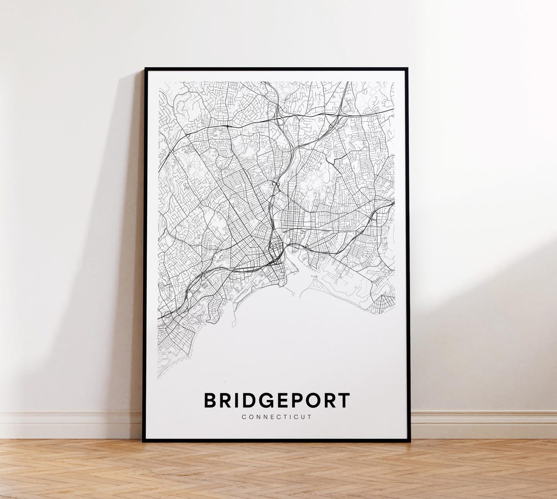 Bridgeport Connecticut Street Map Poster Minimalist Black And White