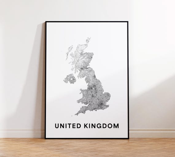 United Kingdom Map Print Road Poster Uk England Wall Art Home Decor
