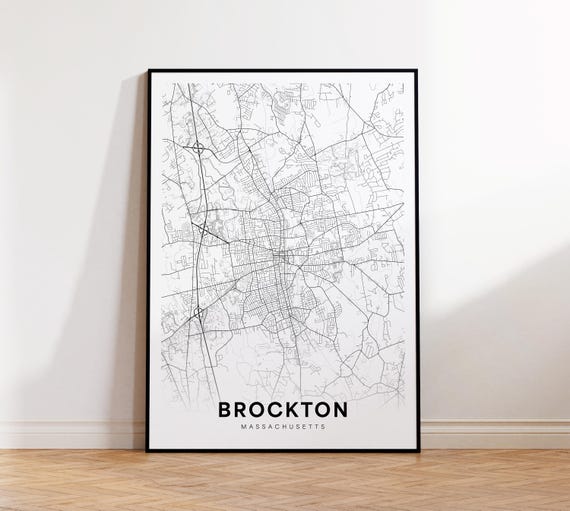 Brockton City Map Print Street Poster Massachusetts Art Road Wall Living Room Decor