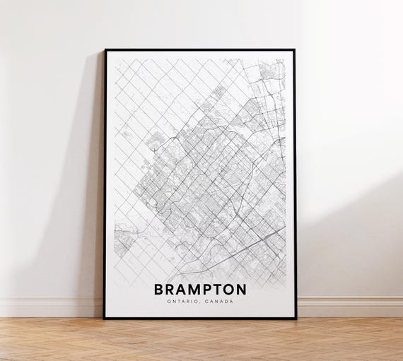 Brampton City Map Print Street Poster Ontario Decor Road Wall Art Living Room