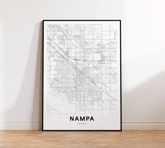 Nampa City Map Print Street Poster Idaho Art Road Minimalist Living Room Decor