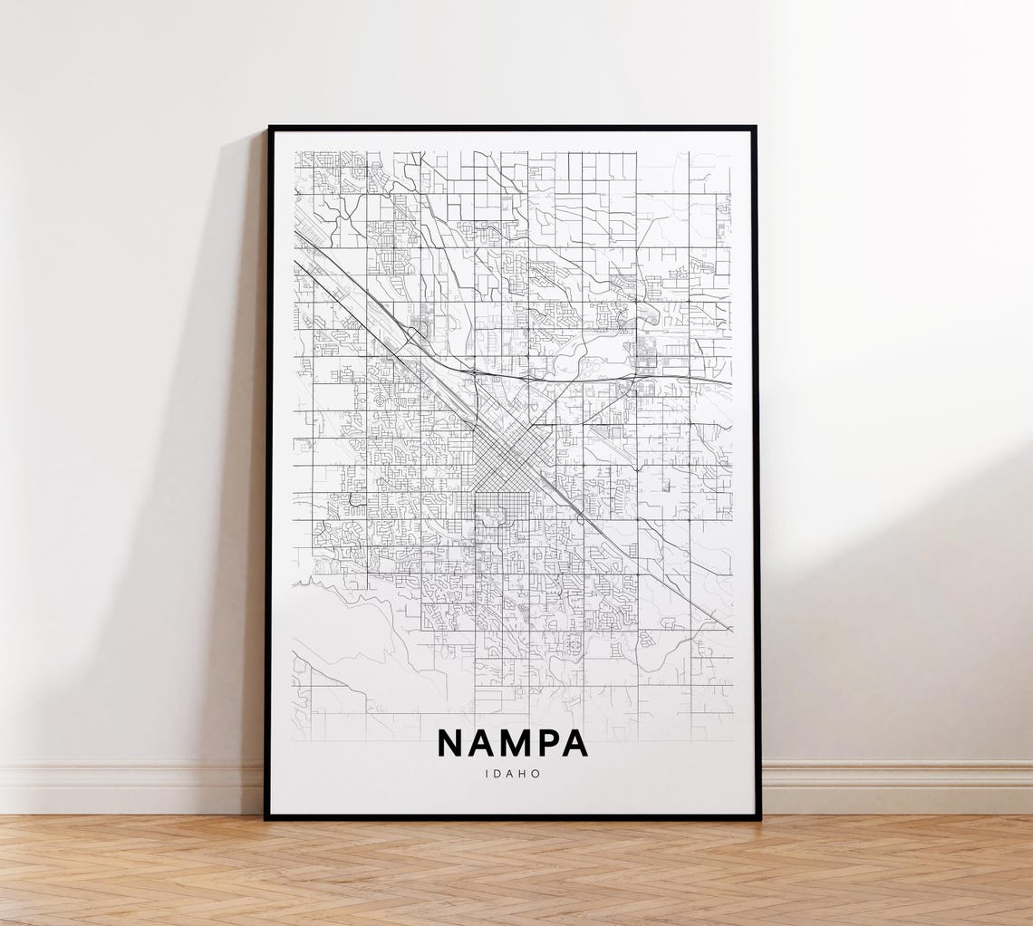 Nampa Idaho Treasure Valley City Street Map Minimalist Line Art Print