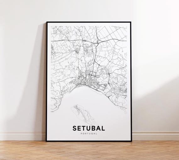 Setubal City Map Setbal Street Portugal Modern Print Decor Wall Art Instant