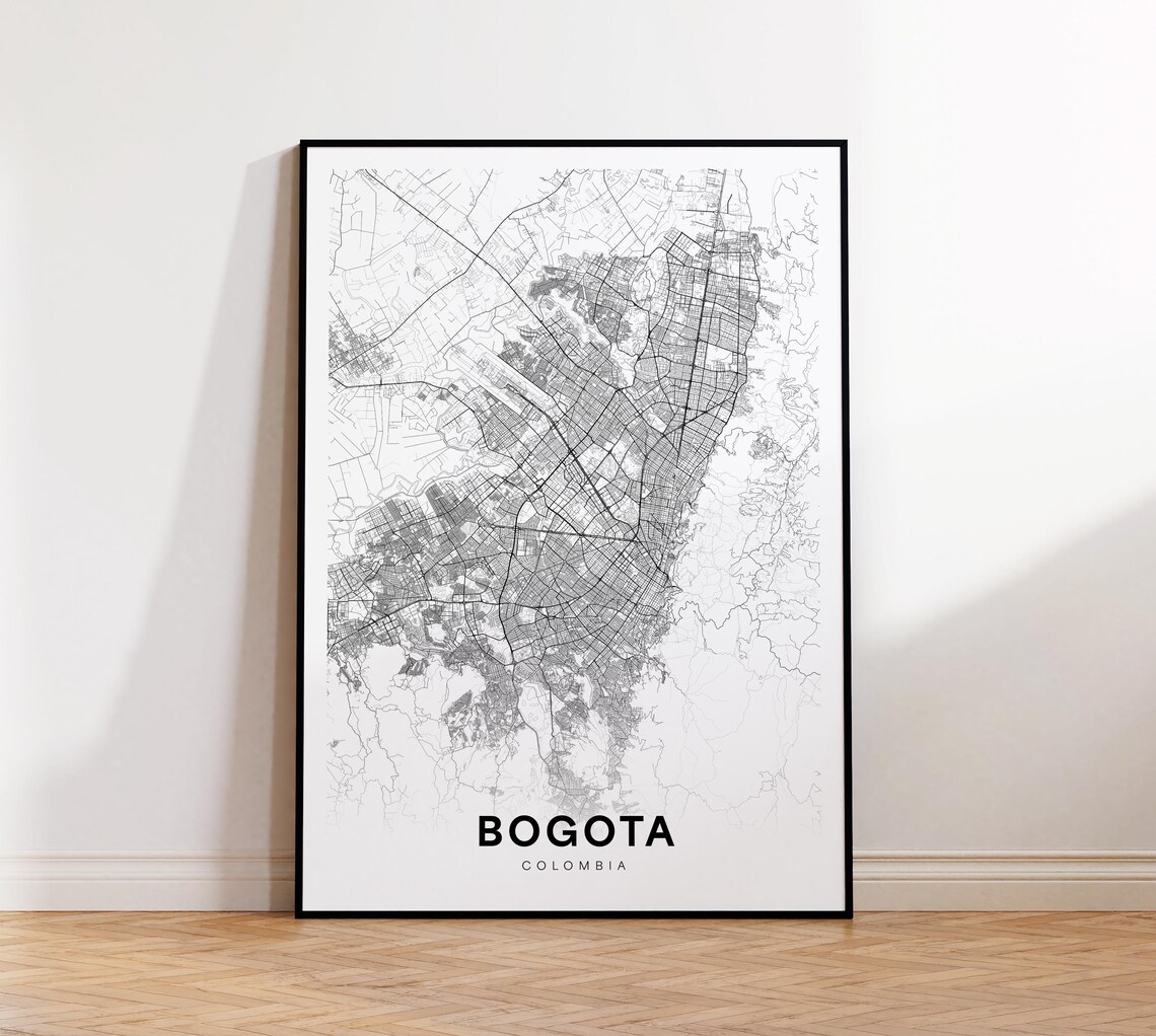 Bogota Colombia Minimalist City Street Map Black and White Poster