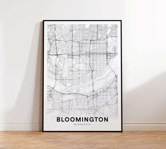 Bloomington City Map Print Street Poster Minnesota Art Road Minimalist Office Wall