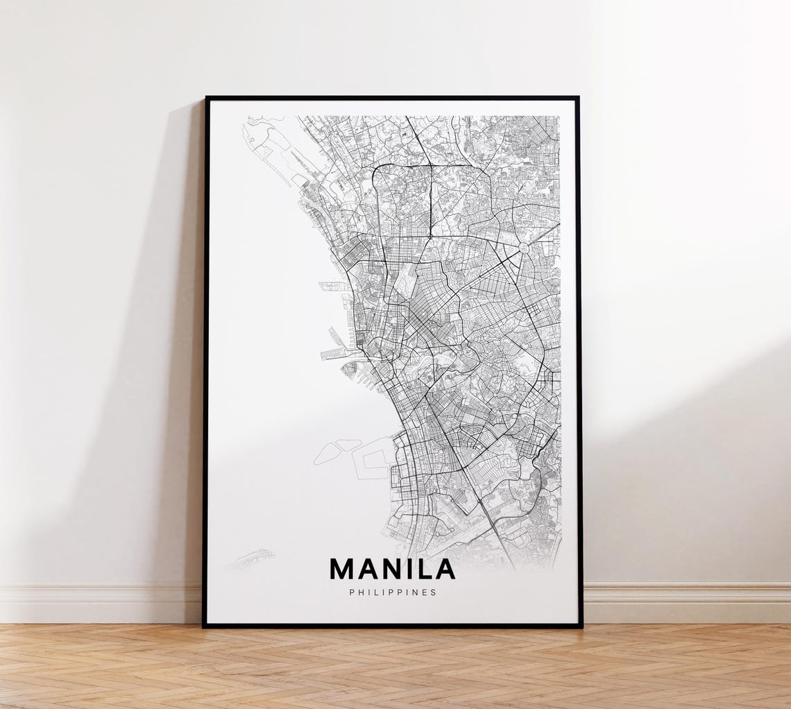 Manila City Map Print Poster Philippines Art Street Road Wall