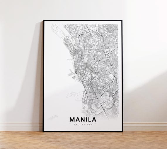 Manila City Map Print Poster Philippines Art Street Road Wall