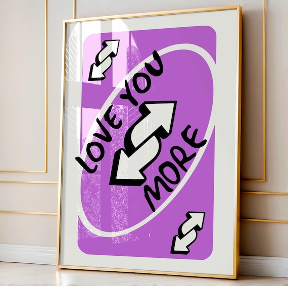 Love You More Print Purple Retro Wall Art Playing Card Dopamine Decor Bright Trendy Colorful Poster