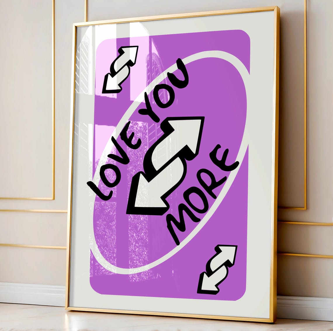Love You More Print Purple Retro Wall Art Playing Card Dopamine Decor Bright Trendy Colorful Poster