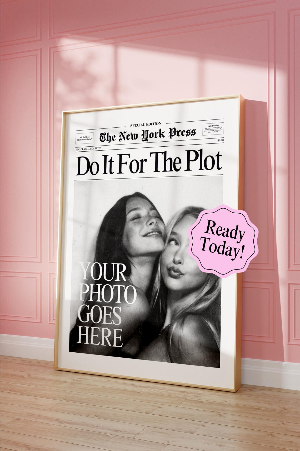 Personalized Do It For The Plot Newspaper Custom Photo Gift Poster