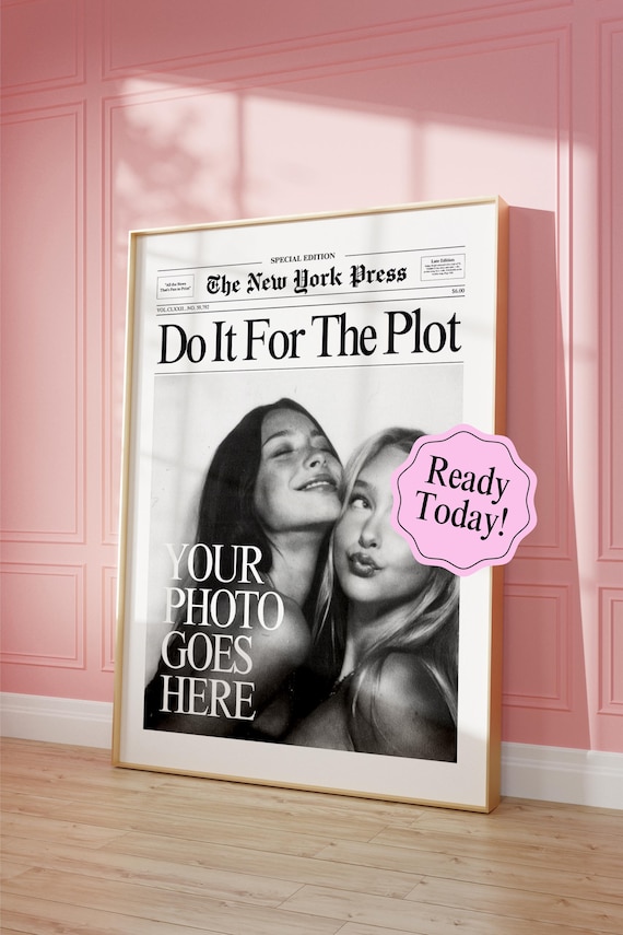 Custom Newspaper Print Trendy Do It For The Plot Hot Girls Poster New York News Magazine Bar Cart Retro Girly Dorm