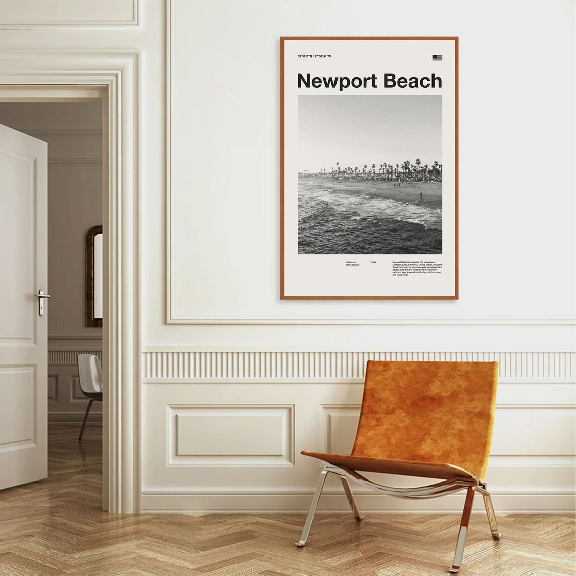 Newport Beach City Art Print Newport Beach Poster Newport Beach Wall Art Mid Century Poster Travel Print Art California - Image 2