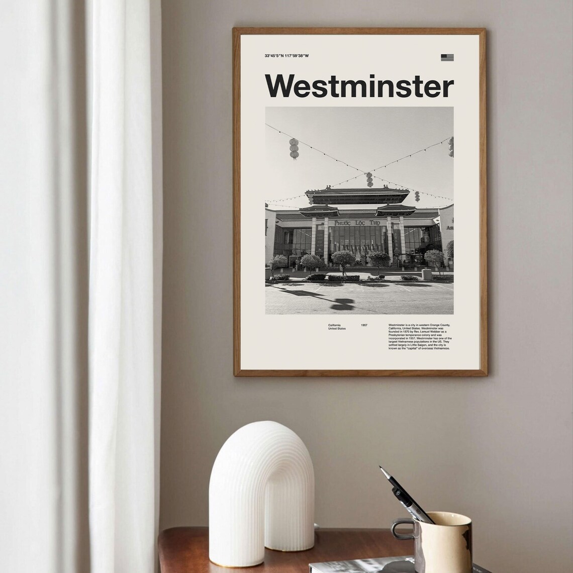 Westminster California Black and White Little Saigon City Photo Poster - Image 3