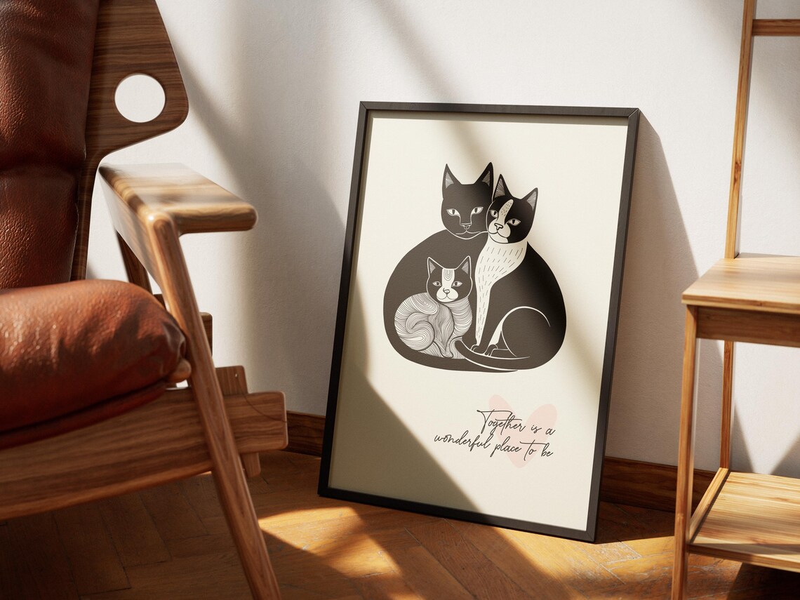 Cat Love Quote, Romantic Family Wall Art Print - Image 2