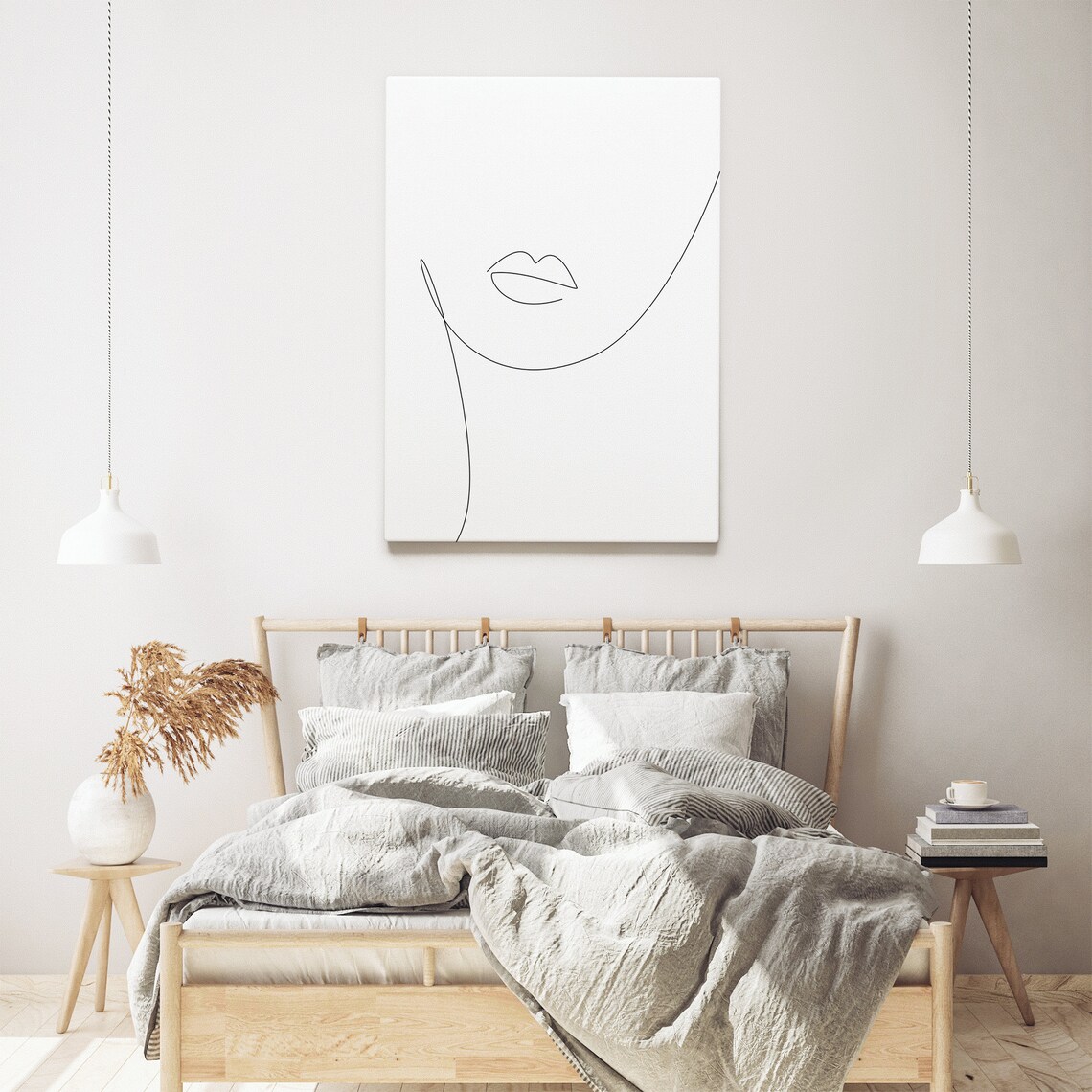 Woman Lips Chin Minimalist Line Art Beauty Portrait Drawing Poster - Image 2