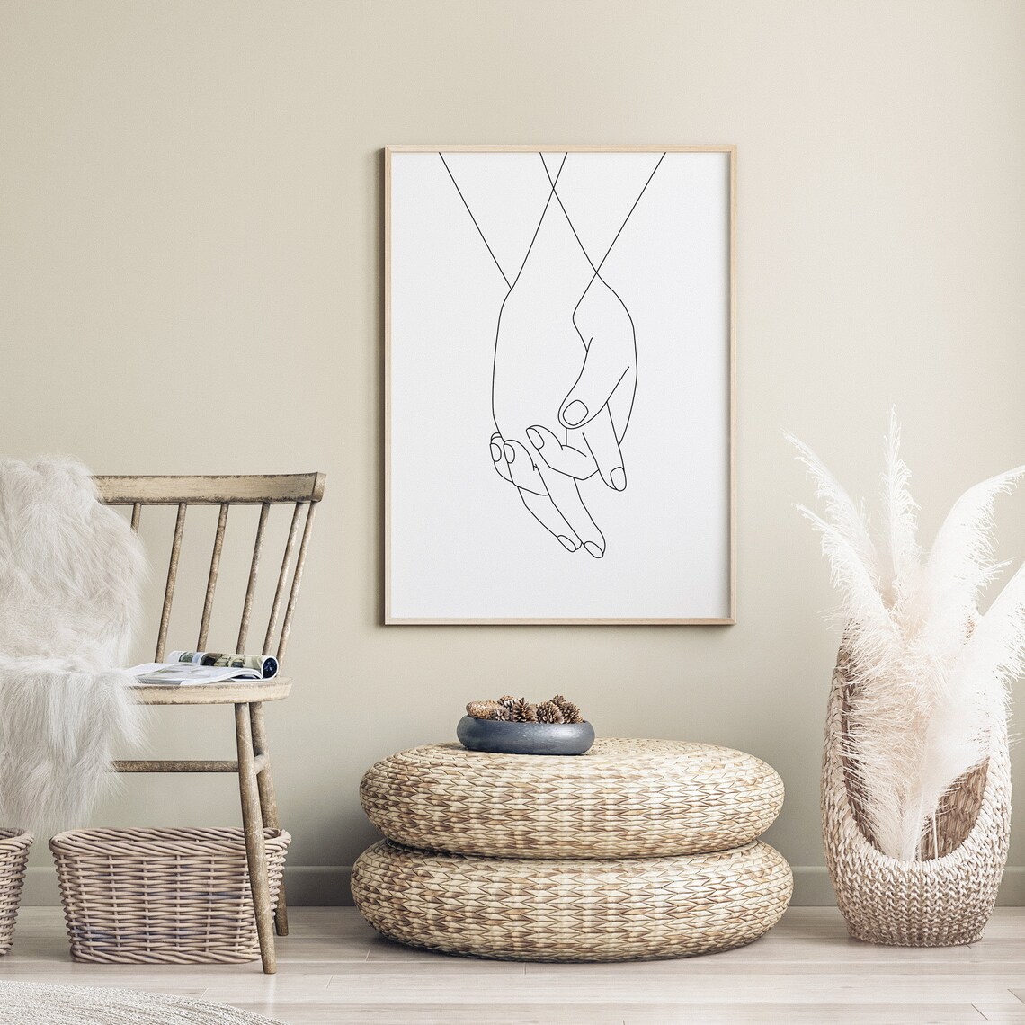Intertwined Couple Hands Single Line Drawing Minimalist Love Poster - Image 2