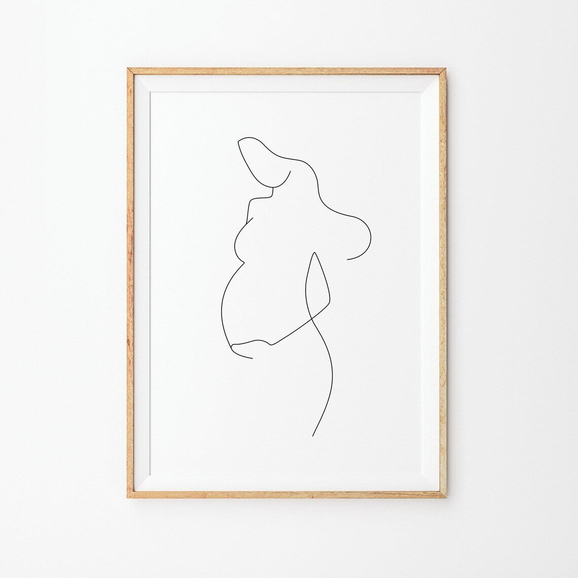 Pregnant Woman Profile Line Art Maternity Nursery Wall Poster