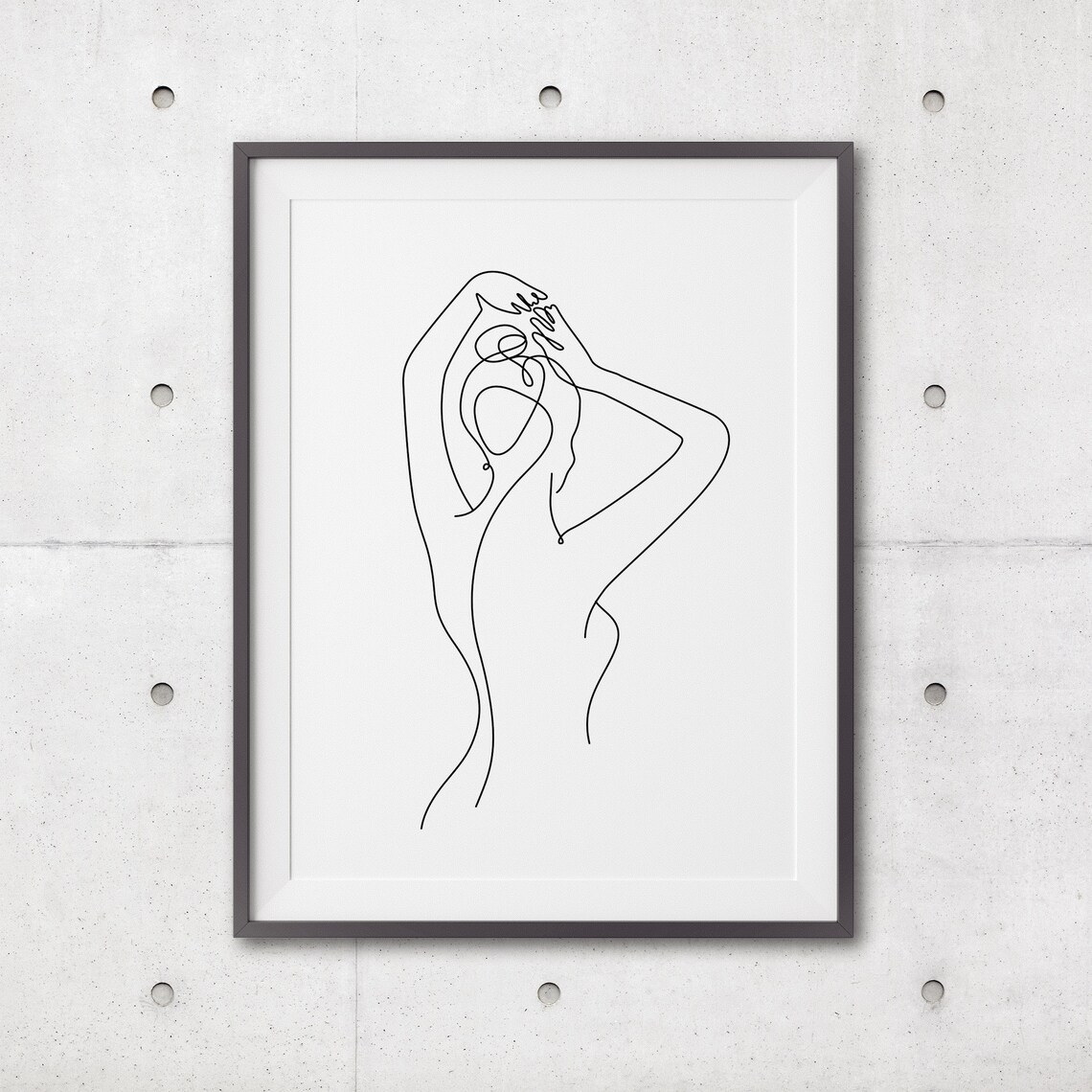 Standing Woman Arms Raised Single Line Art Body Figure Poster - Image 3