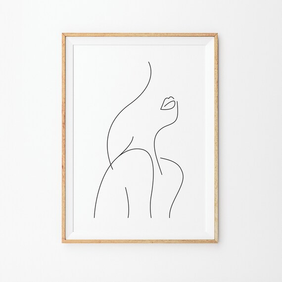Woman Silhouette Single Line Drawing Female Nude Abstract Poster