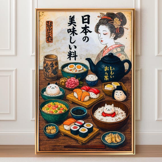 Japanese Food Wall Print Decorative Kitchen Poster Art Retro For The Dining Room