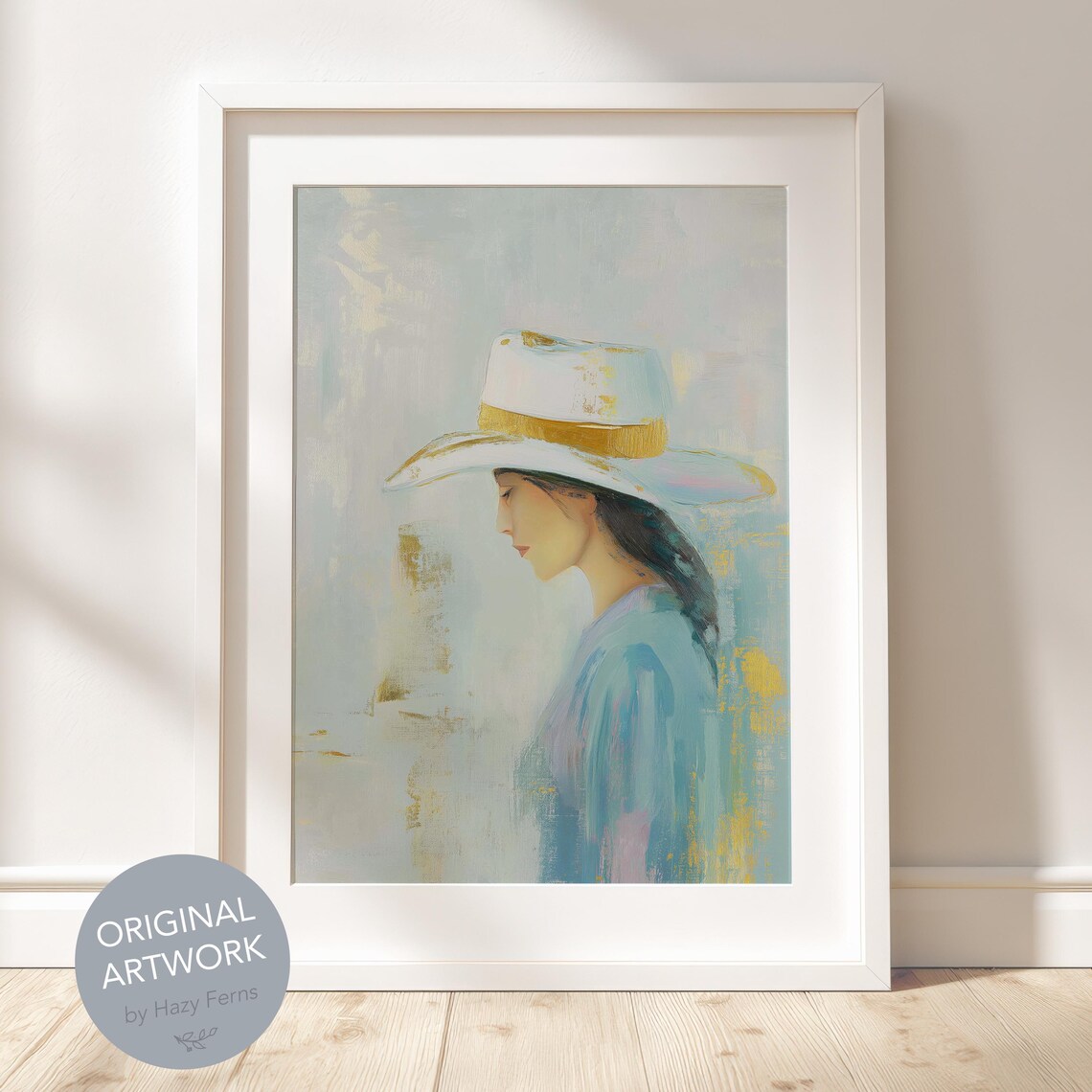 Cowgirl In Hat, Elegant Minimalist Vintage Art Print