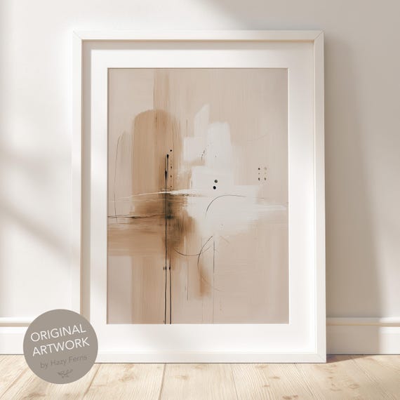 Abstract Piano Art Print Beige Minimalist Studio Decor