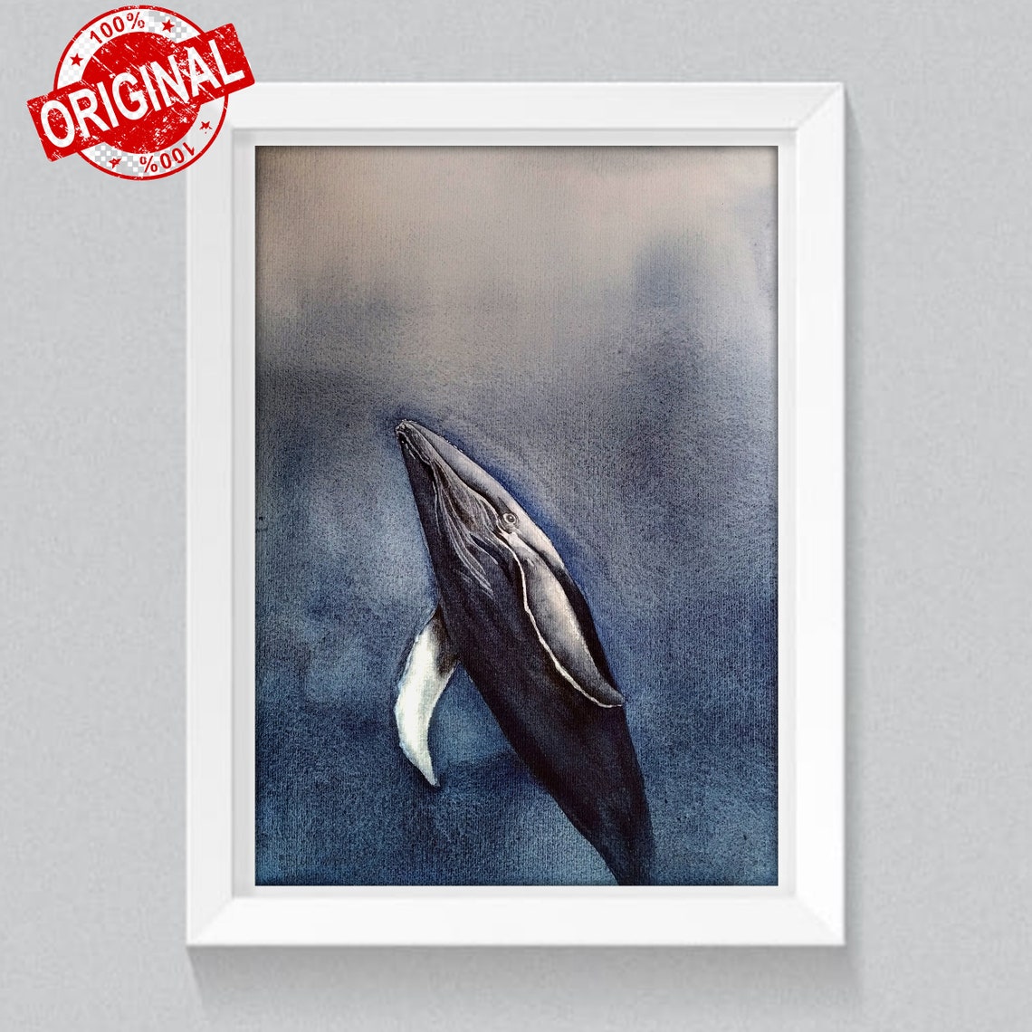 Humpback Whale Diving Watercolor Deep Sea Marine Life Art Poster - Image 5