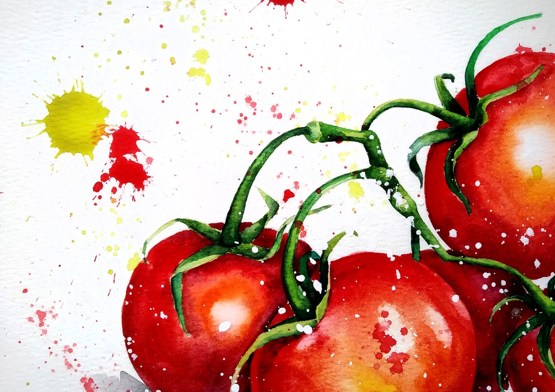 Tomato Watercolor Art Print, Kitchen Wall Poster - Image 3