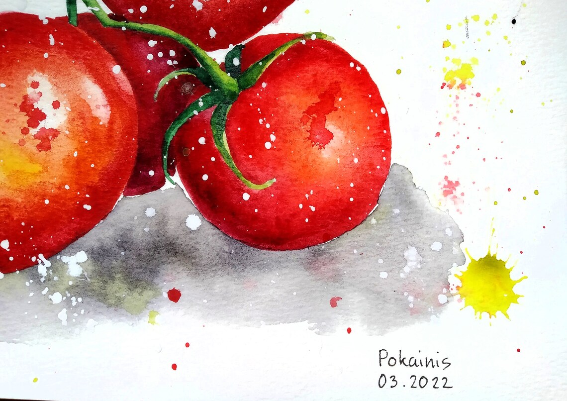 Tomato Watercolor Art Print, Kitchen Wall Poster - Image 2