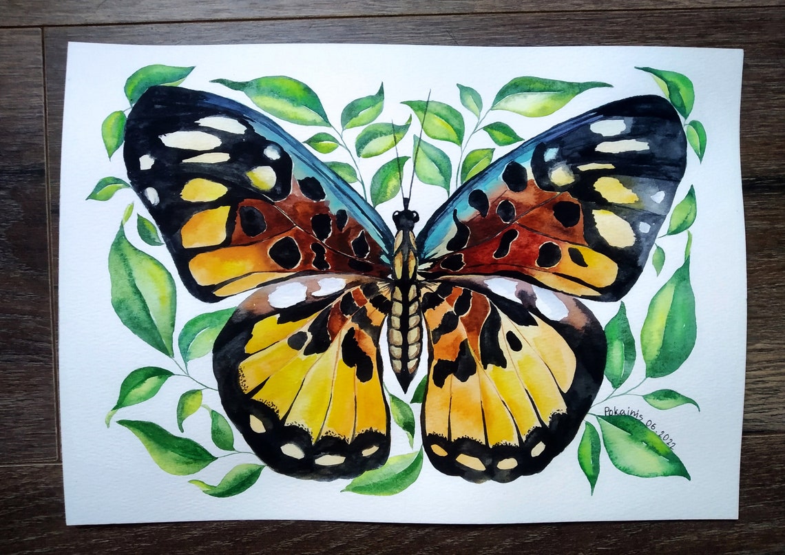 Monarch Butterfly Original Watercolor Painting Floral Botanical Artwork Garden Wall Art Butterfly Ornament Artwork Butterfly Lover Gift - Image 3