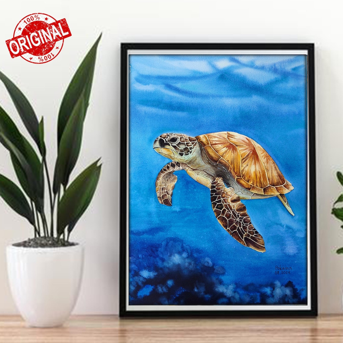 Sea Turtle Watercolor Art Print, Ocean Wall Art - Image 5