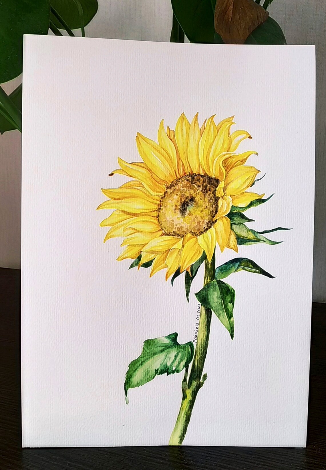 Single Sunflower Watercolor Yellow Summer Bloom Floral Poster - Image 5
