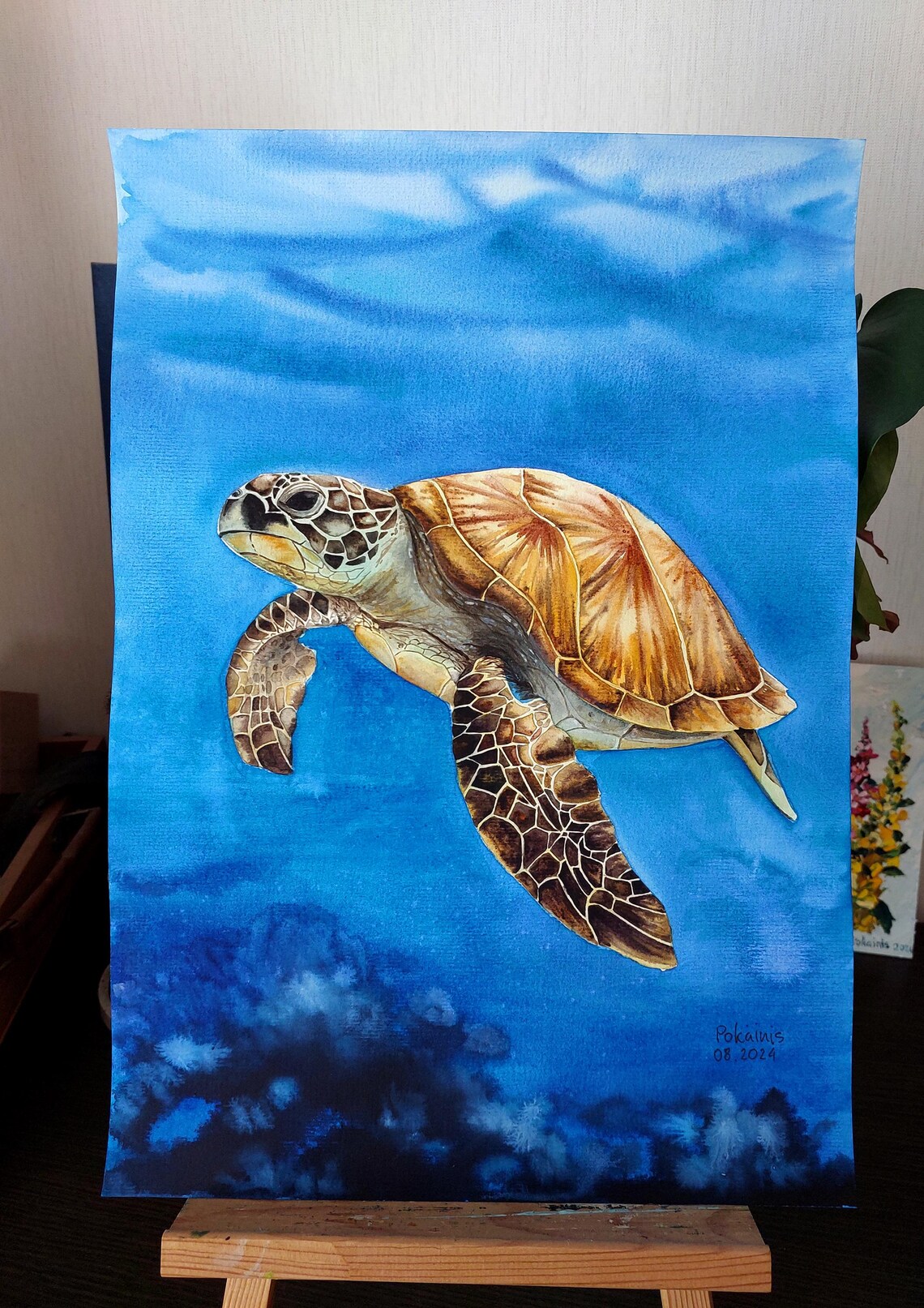 Sea Turtle Watercolor Art Print, Ocean Wall Art - Image 4