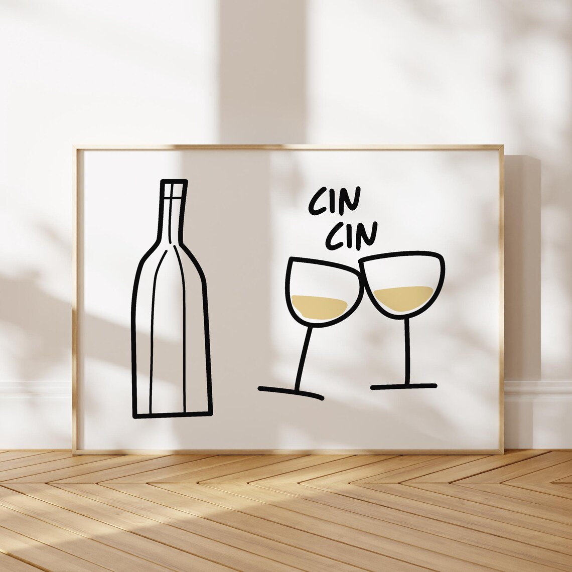 Cin Wine Print, Modern Kitchen Bar Cart Poster