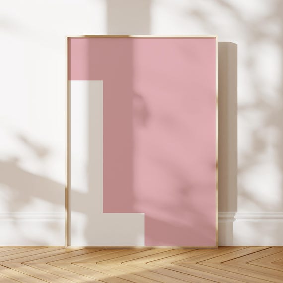 Letter L Print Pink Single Minimal Alphabet Poster Initial Nursery Wall Art Apartment Decor