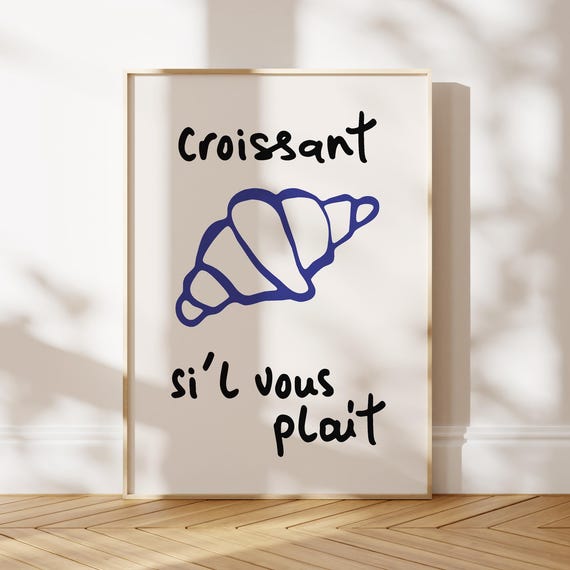 Croissant Print Kitchen Wall Art Minimalist French Bakery Pastry Poster Breakfast Dining Room Decor