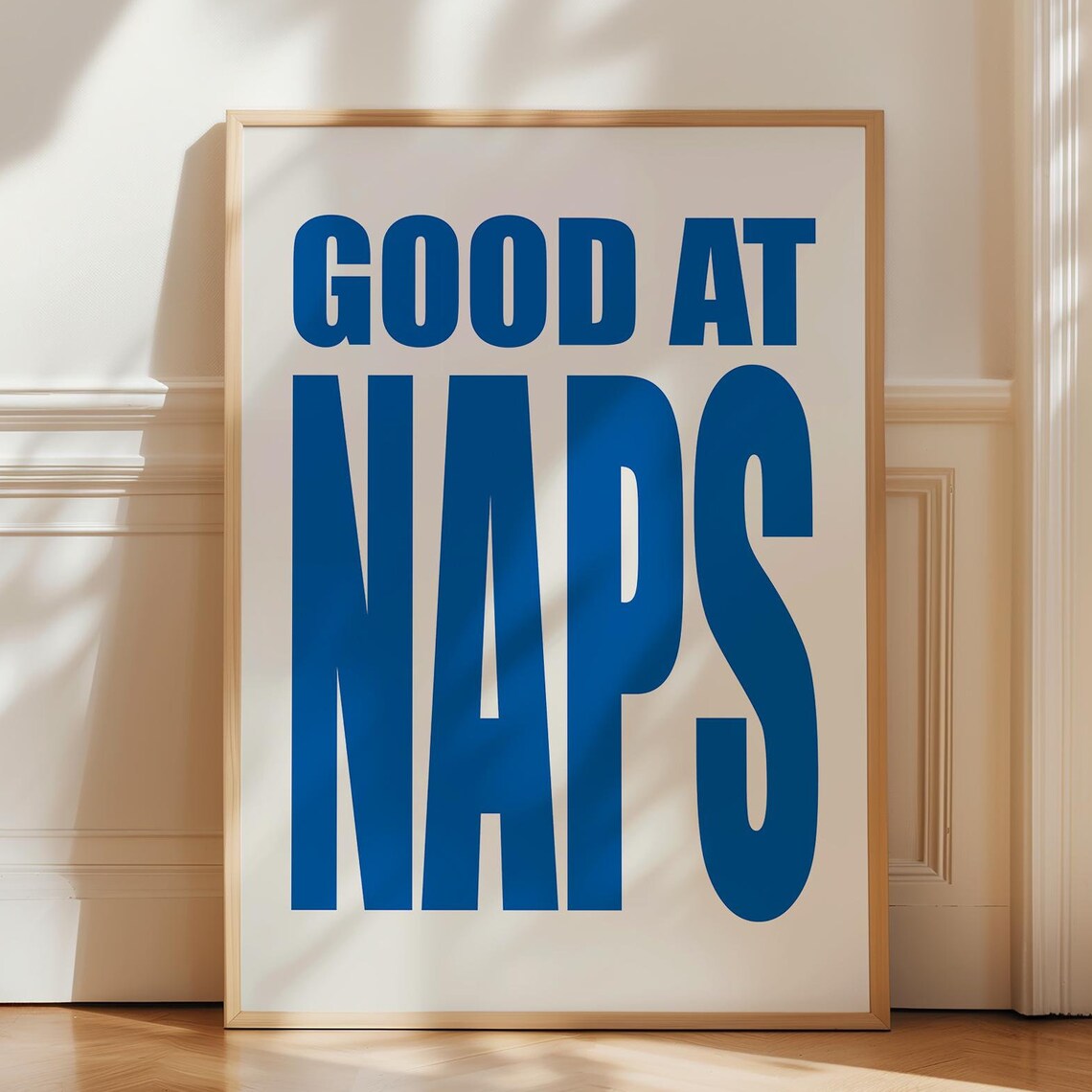 Good At Naps Bold Blue Typography Funny Quote Bedroom Wall Poster