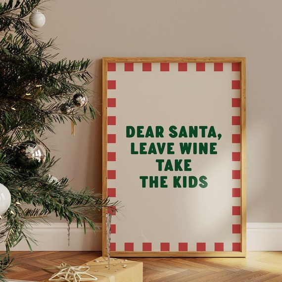 Funny Christmas Art Holiday Home Decor Typography Wall Art Christmas Sign Funny Quote Poster Festive Home Decor