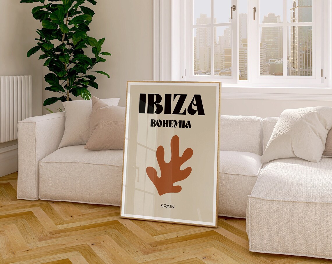 Ibiza Bohemia Travel Poster, Boho Wall Decor